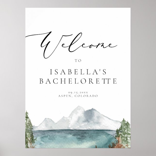CLOVER Mountain Lake Pine Bachelorette Welcome Poster (Front)