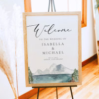 CLOVER Mountain Lake Pine Outdoor Wedding Welcome