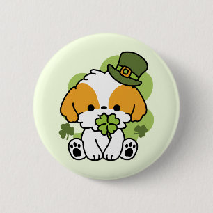 Clover Pup Love – St. Patrick's Day Dog Design 6 Cm Round Badge