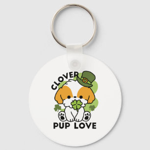 Clover Pup Love – St. Patrick's Day Dog Design Key Ring