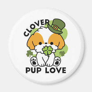 Clover Pup Love – St. Patrick's Day Dog Design Magnet
