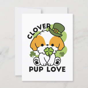 Clover Pup Love – St. Patrick's Day Dog Design Postcard