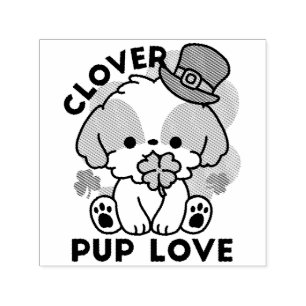 Clover Pup Love – St. Patrick's Day Dog Design Self-inking Stamp