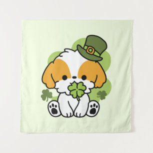 Clover Pup Love – St. Patrick's Day Dog Design Tapestry