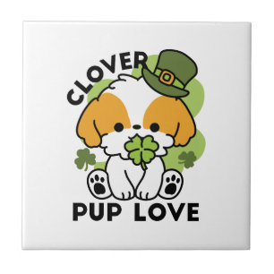 Clover Pup Love – St. Patrick's Day Dog Design Tile