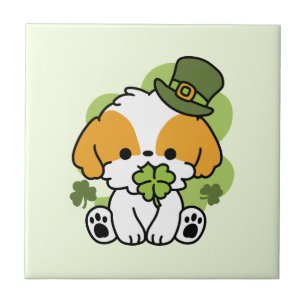 Clover Pup Love – St. Patrick's Day Dog Design Tile