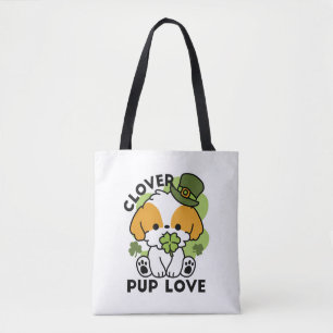 Clover Pup Love – St. Patrick's Day Dog Design Tote Bag