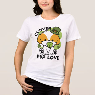 Clover Pup Love – St. Patrick's Day Dog Design Tri-Blend Shirt
