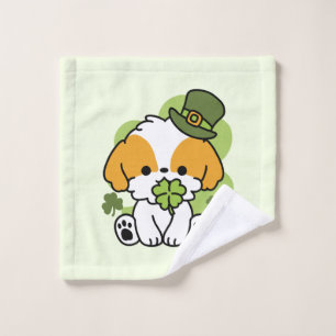 Clover Pup Love – St. Patrick's Day Dog Design Wash Cloth