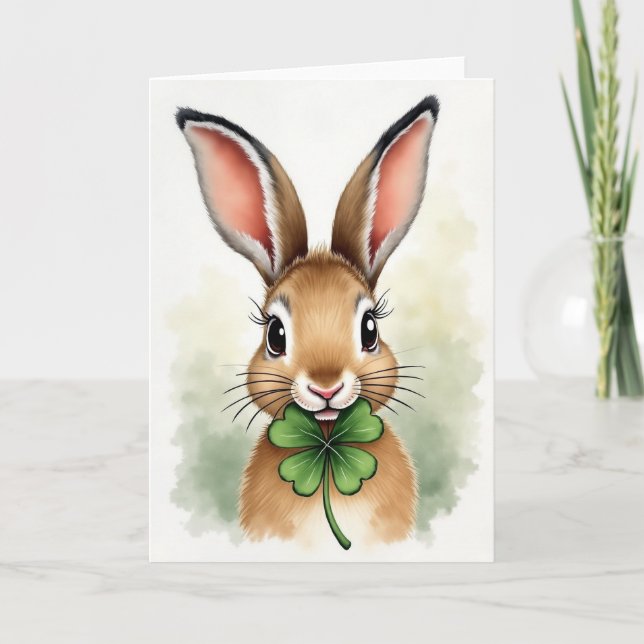 Clover Rabbit Portrait Art Card (Front)