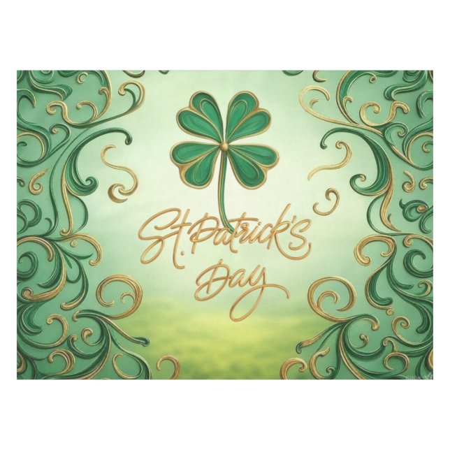 Clover Saint Patrick's Day Tablecloth (Front (Horizontal))