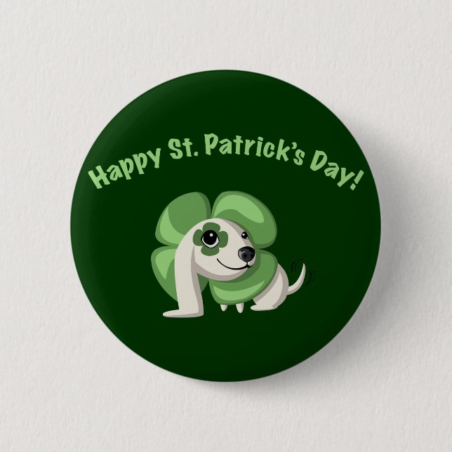 Clover Says "Happy St. Patrick's Day!" 6 Cm Round Badge (Front)