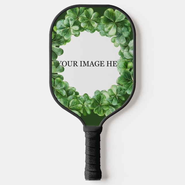 Clover Shamrock Circle Personalised Image Logo Pickleball Paddle (Front)
