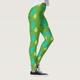 Clover Shamrock Green Pattern St. Patrick`s Day  Leggings