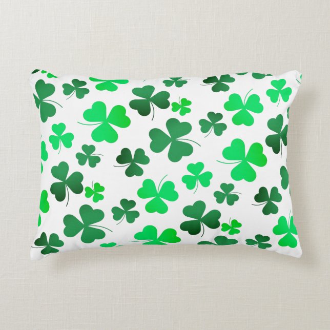 Clover Shamrock Irish Green Spring St Patricks Day Decorative Cushion (Front)