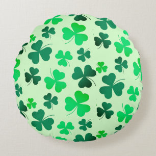 Clover Shamrock Irish Green Spring St Patricks Day Round Cushion