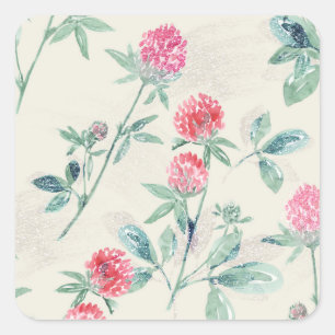 Clover, shamrock on beige.  square sticker