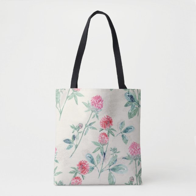 Clover, shamrock on beige.  tote bag (Front)