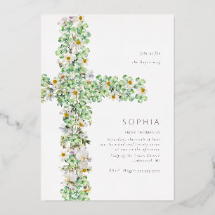 Clover wildflower cross the Baptism Christening