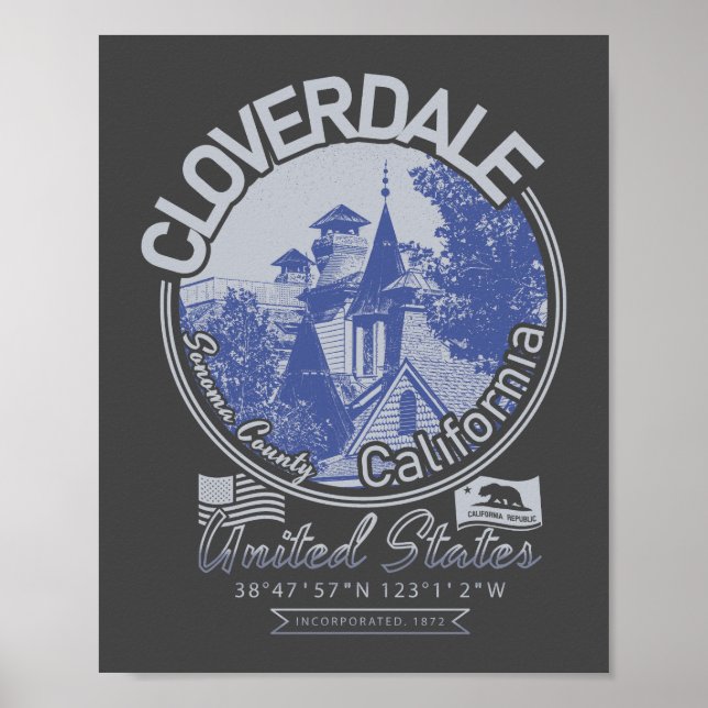 CLOVERDALE SONOMA CALIFORNIA - CITY OF CLOVERDALE  POSTER (Front)