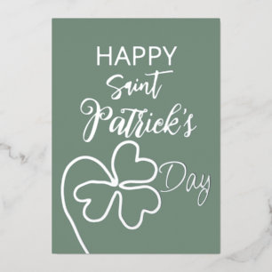 Cloverleaf Minimal/Saint Patrick's Day Foil Holiday Card