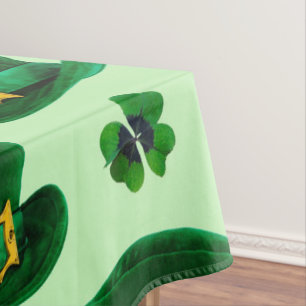 Clovers and Leprechaun Hats Tablecloth