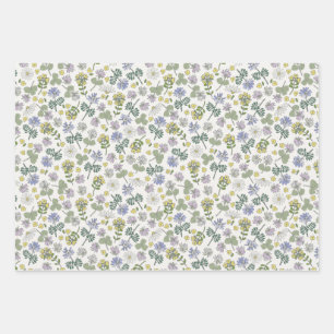 Clovers and Wildflowers Wrapping Paper Sheet