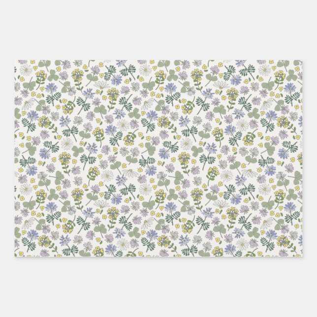 Clovers and Wildflowers Wrapping Paper Sheet (Front)