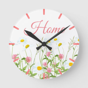 Clovers & Daisies Round Clock