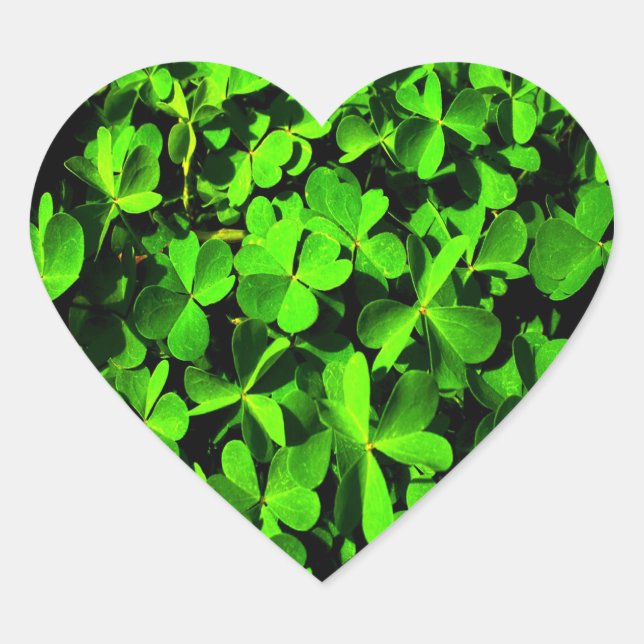 Clovers of Luck on St. Patrick's Day Heart Sticker (Front)