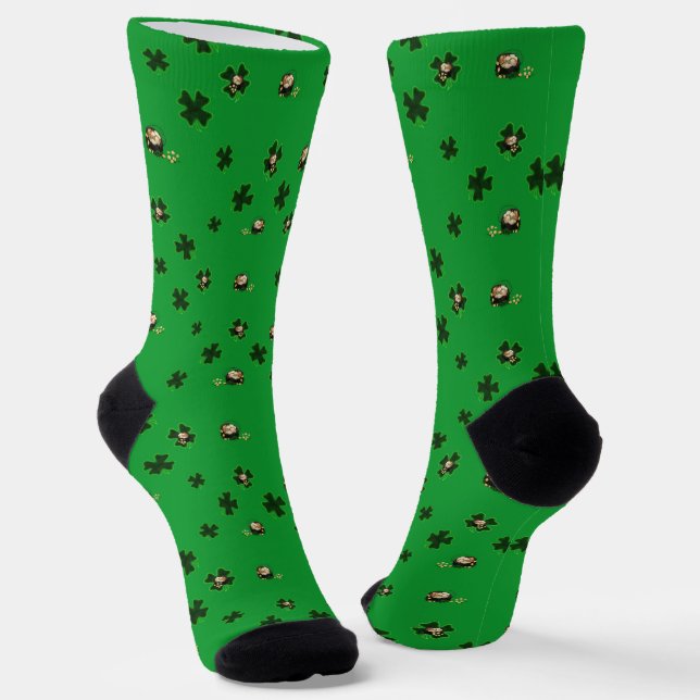 Clovers Pot of Gold St. Patrick's Day Socks (Angled)