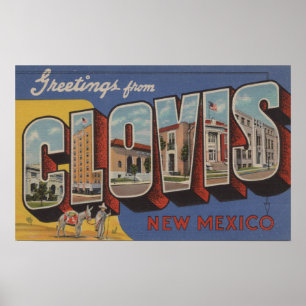 Clovis, New Mexico - Large Letter Scenes Poster