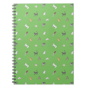 clowder of cats in green placemat notebook