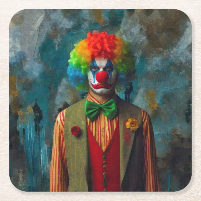 Clown 2 square paper coaster (Front)
