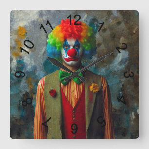 Clown 2 square wall clock