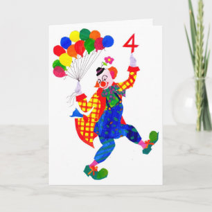 Clown 4-year old birthday card