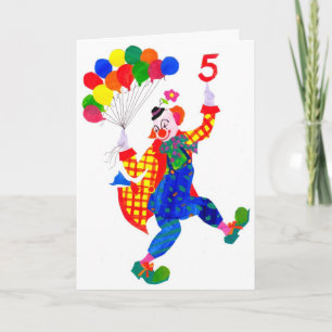 Clown 5-year old birthday card