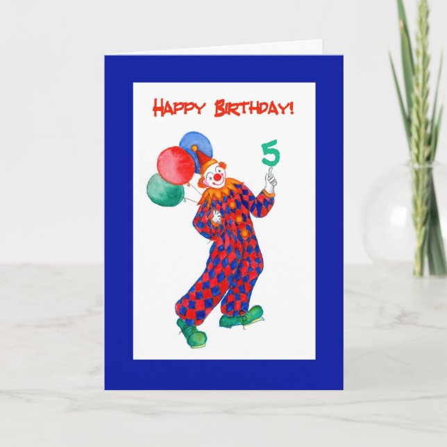 Clown 5th Birthday Card (Front)
