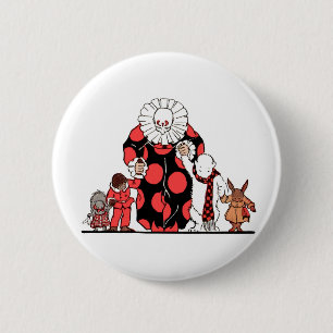 clown and friends take their bow 6 cm round badge