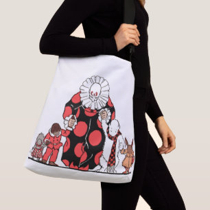 clown and friends take their bow print crossbody bag
