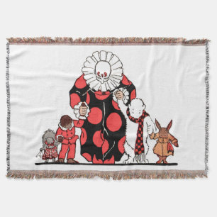 clown and friends take their bow print throw blanket