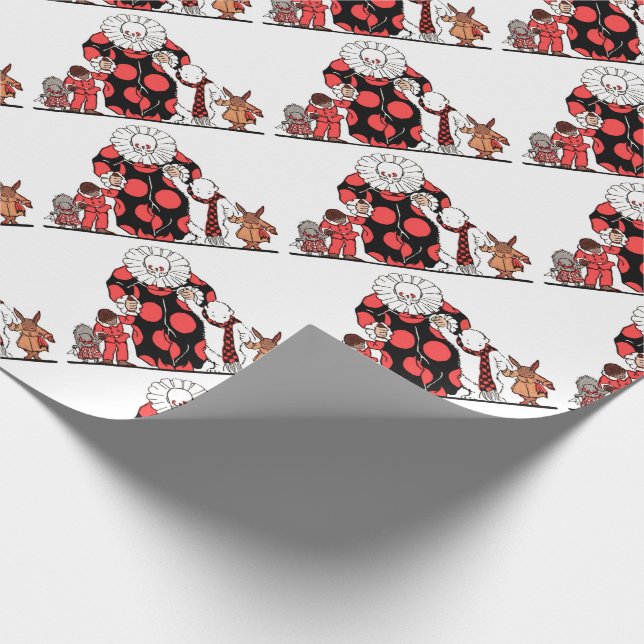 clown and friends take their bow print wrapping paper (Corner)