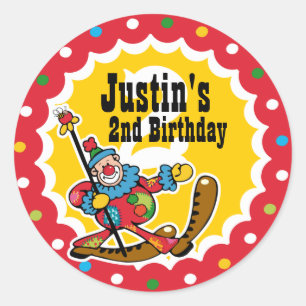 Clown Around 2nd Birthday Custom Sticker