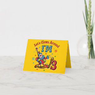 Clown Around 3rd Birthday Card