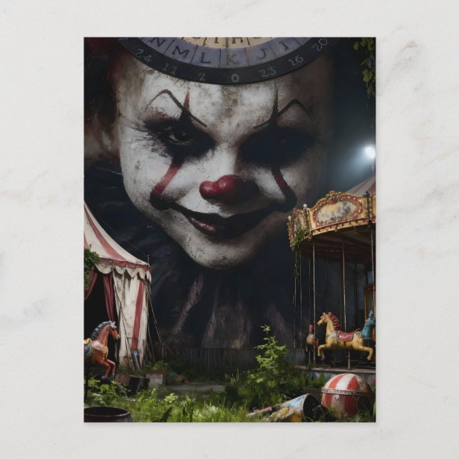 Clown at the Abandoned Circus Postcard (Front)