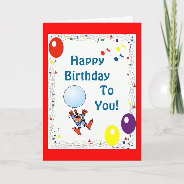 Clown Birthday Card (Front)