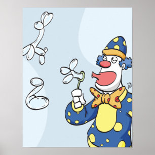 Clown Blowing Bubbles Poster