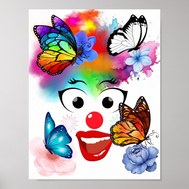 Clown,butterflies and pastel colours poster (Front)