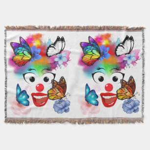 Clown,butterflies and pastel colours throw blanket