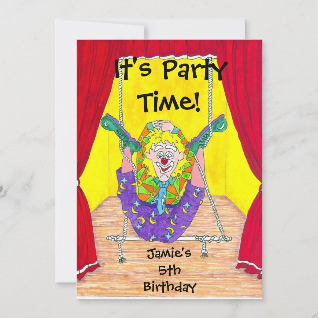 Clown Capers Birthday Party Invitation (Front)